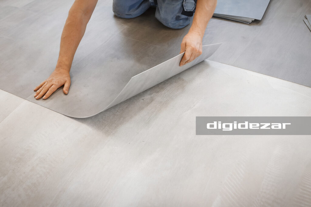 کفپوش پی وی سی - رنگ کرم مرمریت جوشقان کف پوش پی وی سی تایل مربعی