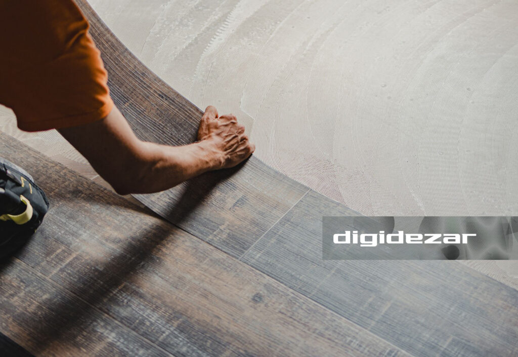 کفپوش پی وی سی - رنگ بژ خاکی تایل کفپوش PVC